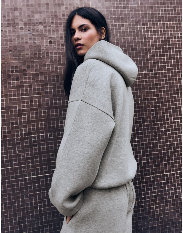 버쉬카 버쉬카 스쿠버 패브릭 크롭 후드티 3205/710 GREY 그레이 착용컷