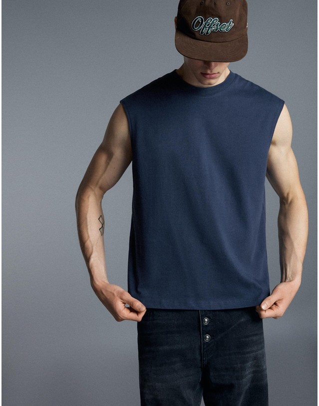버쉬카 버쉬카 워커 민소매 크루넥 티셔츠 0070/154 NAVY 네이비 착용컷