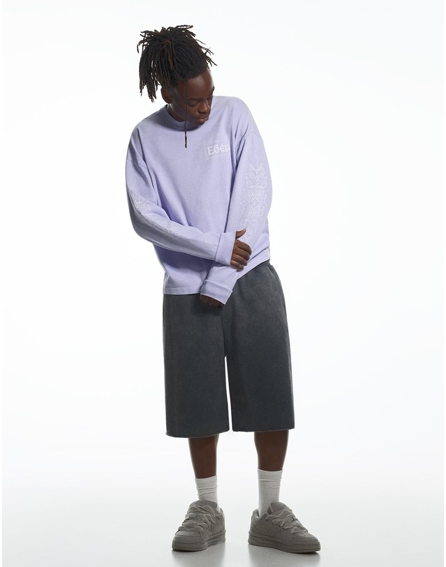 버쉬카 버쉬카 프린트 크루넥 긴팔 티셔츠 2857/443 VIOLET 바이올렛 착용컷