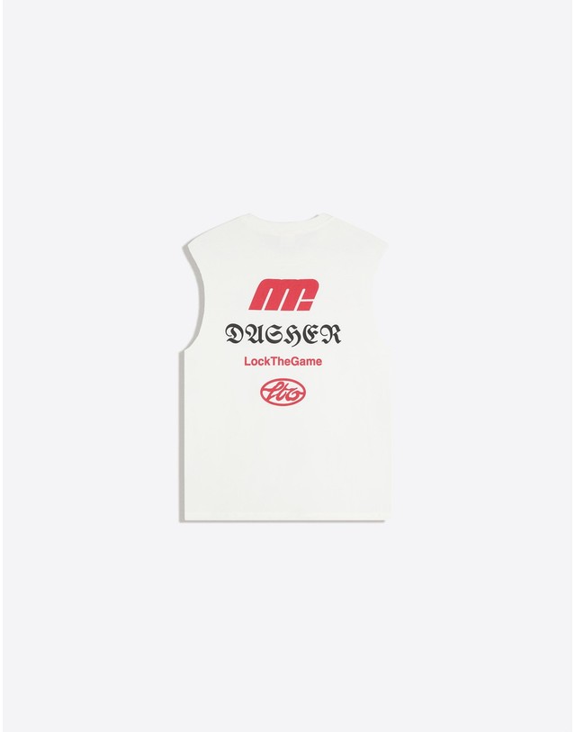 버쉬카 버쉬카 워커 프린트 민소매 티셔츠 4317/777 OFF WHITE 아이보리 착용컷