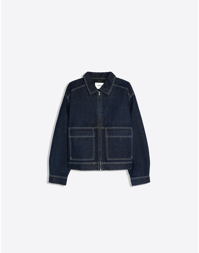 버쉬카 버쉬카 지퍼 플랩포켓 데님 봄버 자켓 3365/335 NAVY 네이비 착용컷