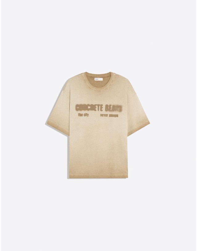 버쉬카 버쉬카 워싱 플리스 프린트 반팔 티셔츠 4004/218 CREAM 베이지 착용컷
