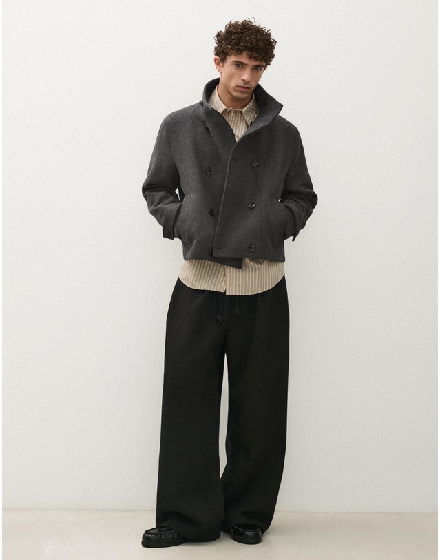 버쉬카 버쉬카 퍼넬넥 더블버튼 펠트 자켓 3133/758 GREY 그레이 착용컷