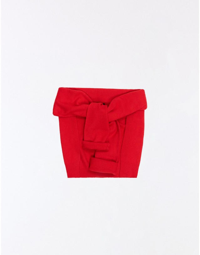 버쉬카 버쉬카 슬리브 이펙트 니트 머플러 4168/668 RED 레드 착용컷
