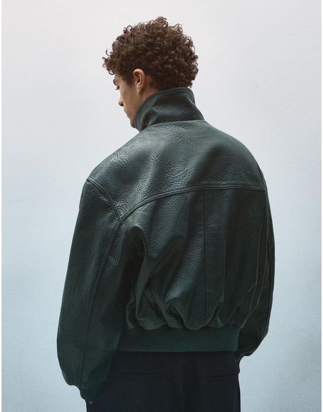 버쉬카 버쉬카 가죽 이펙트 봄버 자켓 3099/273 GREEN 그린 착용컷