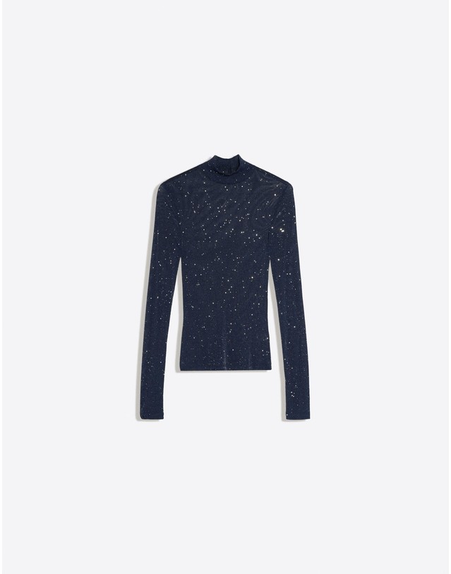 버쉬카 버쉬카 메탈릭 하이넥 긴팔 티셔츠 4282/710 DARK BLUE 네이비 착용컷