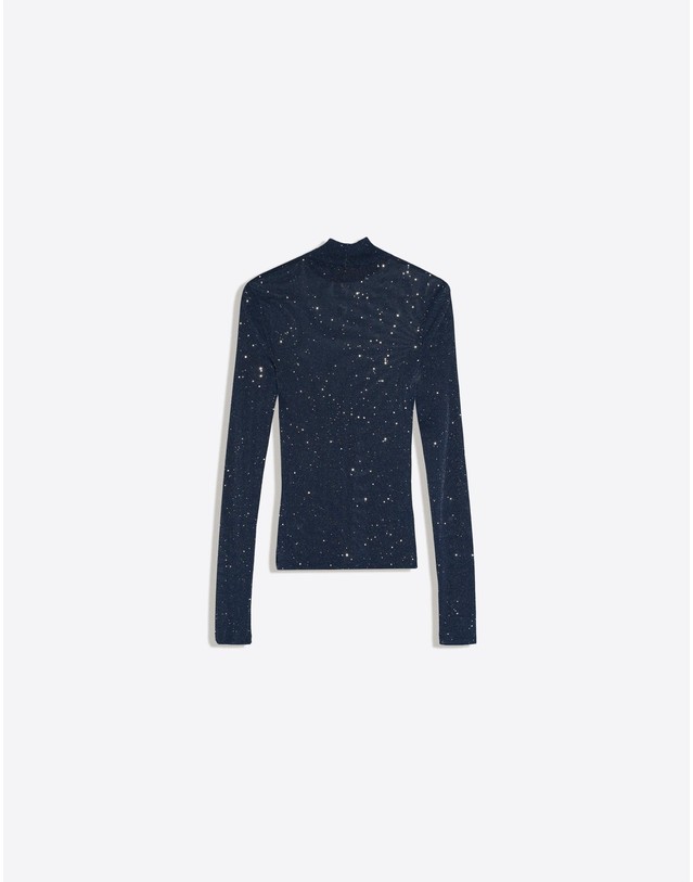 버쉬카 버쉬카 메탈릭 하이넥 긴팔 티셔츠 4282/710 DARK BLUE 네이비 착용컷