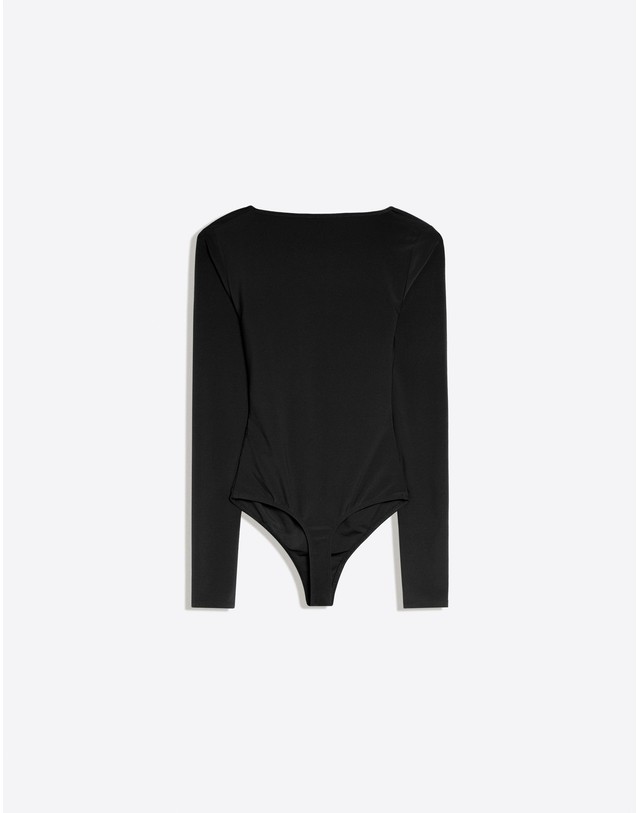 버쉬카 버쉬카 브이넥 셔링 긴팔 바디수트 3160/714 BLACK 블랙 착용컷