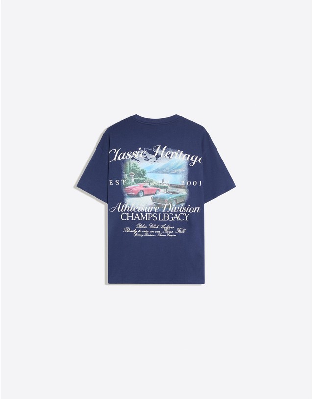 버쉬카 버쉬카 릴렉스핏 프린트 반팔 티셔츠 4304/218 NAVY 네이비 착용컷