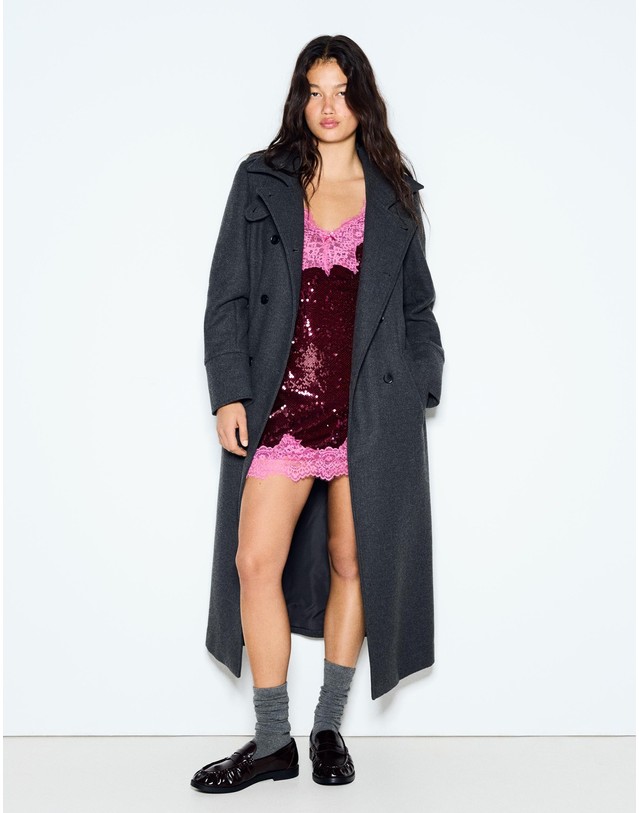 버쉬카 버쉬카 스트랩 레이스 시퀸 미니 원피스 3761/759 BURGUNDY 레드 착용컷