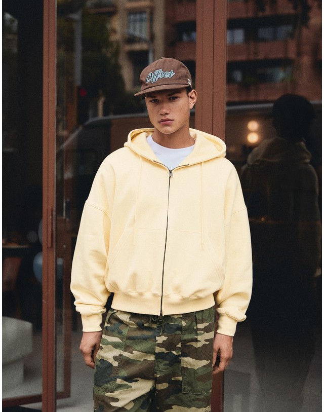 버쉬카 버쉬카 오버사이즈 크롭 후드 집업 2434/190 YELLOW 노랑 착용컷