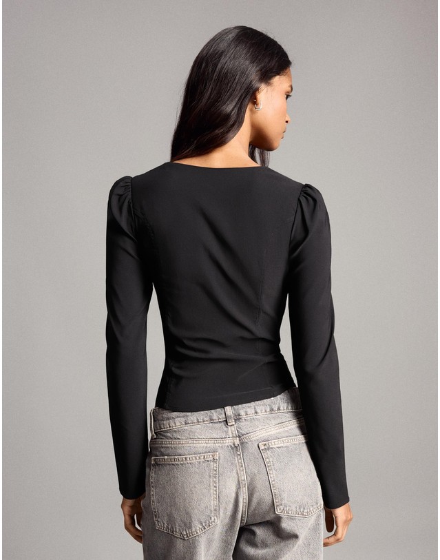 버쉬카 버쉬카 스퀘어넥 코르셋 긴팔 탑 4247/710 BLACK 블랙 착용컷