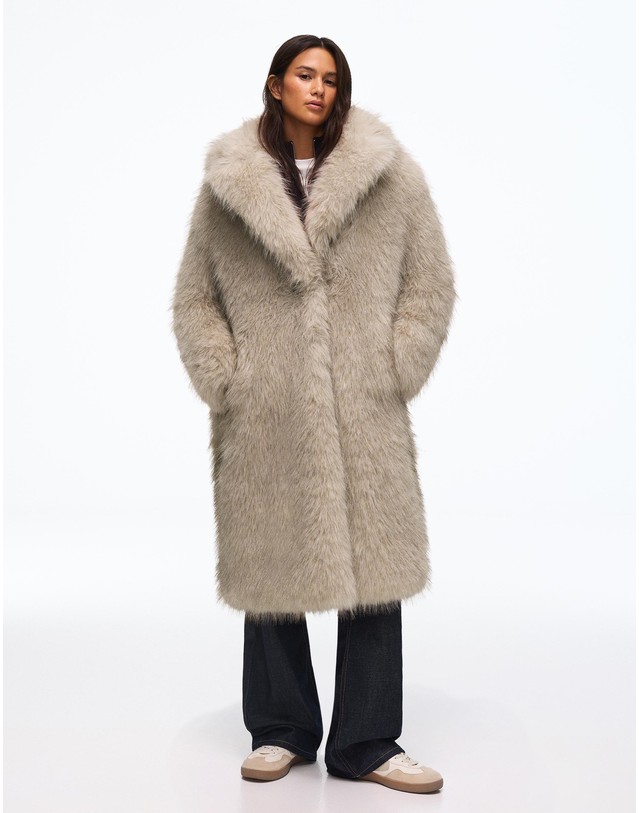 버쉬카 버쉬카 숄칼라 오버핏 롱 퍼 코트 3184/407 BEIGE 베이지 착용컷