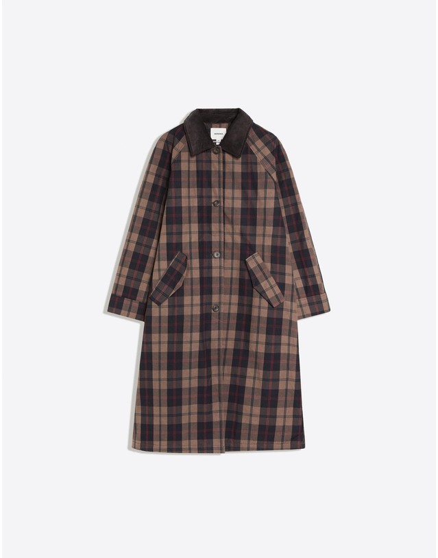 버쉬카 버쉬카 왁스 체크 롱 트렌치 코트 3497/273 BROWN 브라운 착용컷