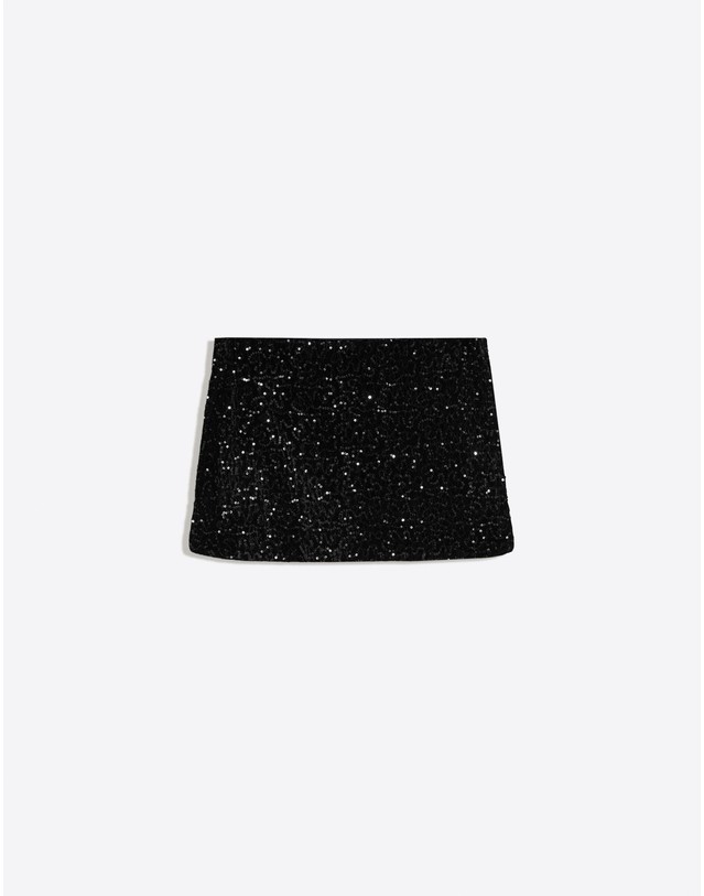버쉬카 버쉬카 시퀸 벨벳 미니 스커트 4546/254 BLACK 블랙 착용컷