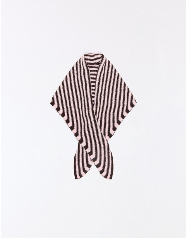 버쉬카 버쉬카 스트라이프 삼각 니트 스카프 4575/196 BROWN 멀티컬러 착용컷