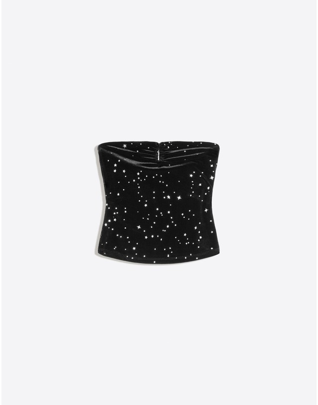 버쉬카 버쉬카 벨벳 스타 패턴 튜브탑 4321/714 BLACK 블랙 착용컷