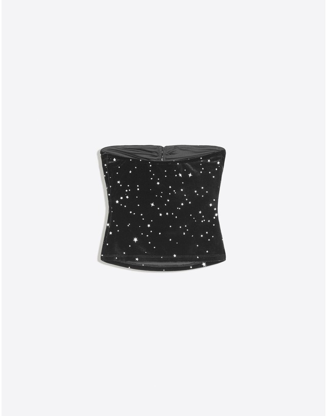 버쉬카 버쉬카 벨벳 스타 패턴 튜브탑 4321/714 BLACK 블랙 착용컷