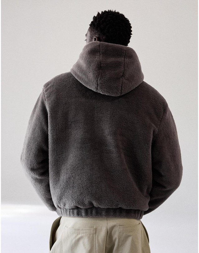 버쉬카 버쉬카 오버사이즈 후드 시어링 자켓 3593/752 GREY 그레이 착용컷