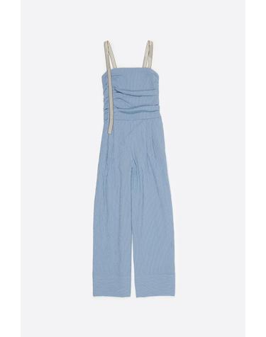 빔바이롤라 스트라이프 개더 스트랩 점프수트 261BR9024.12401 LIGHT BLUE