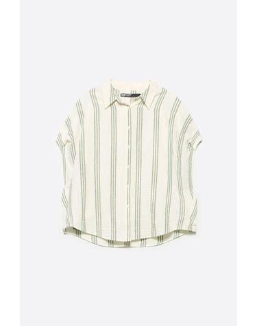 빔바이롤라 그린 스트라이프 반팔 셔츠 262BR2032.12500 GREEN