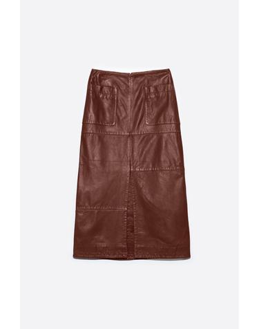 빔바이롤라 워시드 A라인 레더 미디 스커트 262BR4899.10600 BROWN