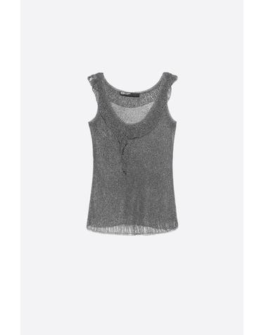 빔바이롤라 메탈릭 오픈워크 라운드넥 민소매 탑 262BR7228.10012 DARK GREY