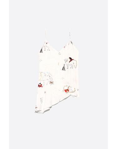 빔바이롤라 애니멀 프린트 러플 스트랩 탑 262BR2037.11170 COLLAGE ANIMAL CHAIN