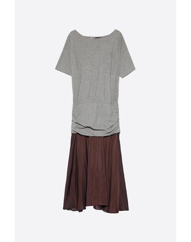 빔바이롤라 보트넥 셔링 플레어 롱 원피스 262BR9060.10013 MELANGE GREY