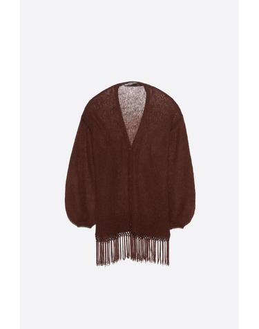 빔바이롤라 브라운 프린지 브이넥 가디건 262BR7302.10602 DARK BROWN