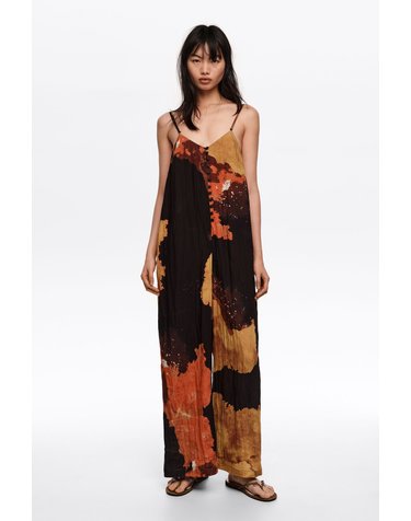 빔바이롤라 브이넥 스트랩 프린트 점프수트 261BR9045.11370 BLOT XL BLACK