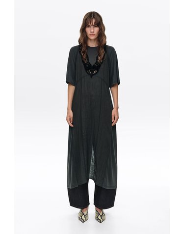 빔바이롤라 워시드 레이스 빕 반팔 롱 원피스 262BR9056.10035 WASHED BLACK
