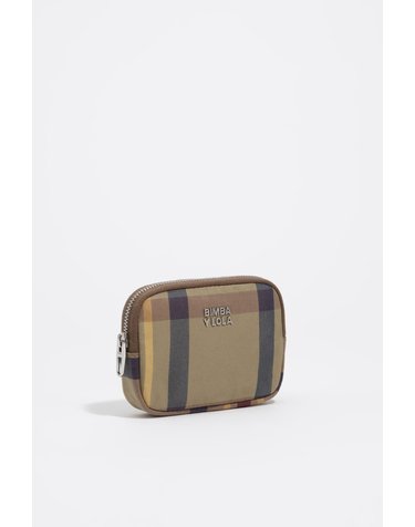빔바이롤라 타탄 체크 자카드 미니 동전 지갑 262BBK140.21252 TARTAN KHAKI MAROON