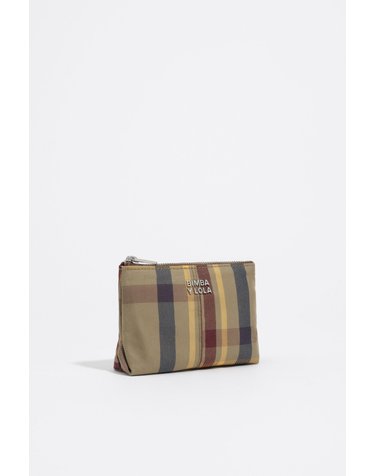 빔바이롤라 타탄 체크 자카드 동전 지갑 262BBK169.21252 TARTAN KHAKI MAROON