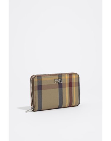 빔바이롤라 타탄 체크 자카드 지퍼 반지갑 262BBK301.11252 TARTAN KHAKI MAROON