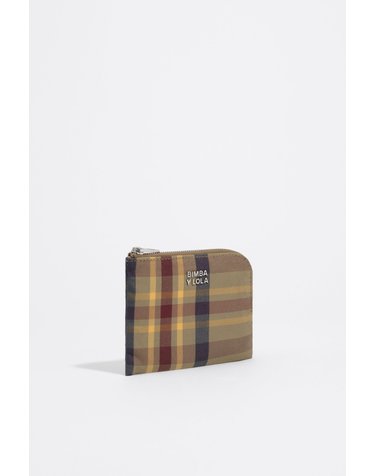 빔바이롤라 타탄 체크 자카드 미니 동전 지갑 262BBK135.21252 TARTAN KHAKI MAROON