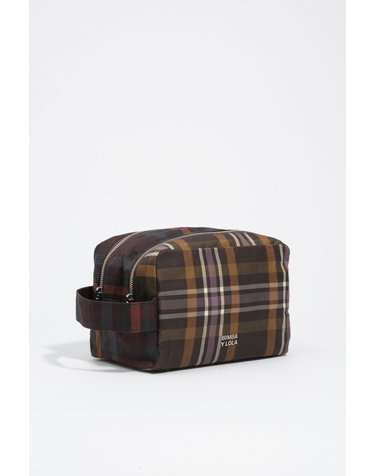빔바이롤라 타탄 체크 라지 코스메틱 파우치 262BBV459.20254 TARTAN CHOCOLATE GREEN
