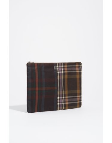 빔바이롤라 타탄 체크 패치워크 파우치 262BBV405.20254 TARTAN CHOCOLATE GREEN