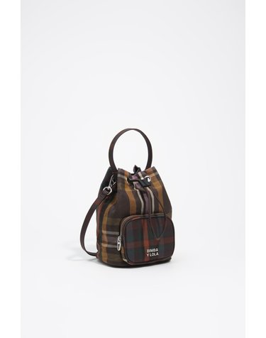 빔바이롤라 타탄 체크 코팅 버킷백 262BBV997.20254 TARTAN CHOCOLATE GREEN