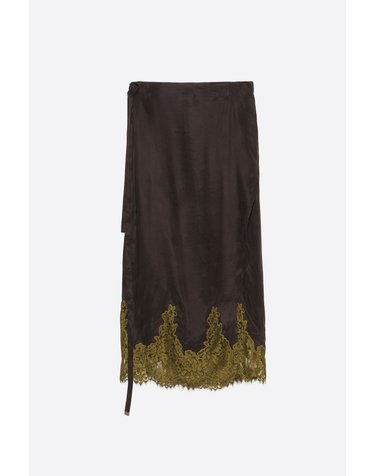 빔바이롤라 레이스 트림 랩 미디 스커트 262BR4826.10035 WASHED BLACK
