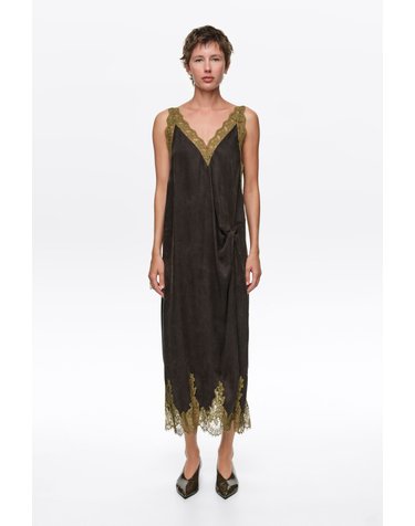 빔바이롤라 레이스 브이넥 민소매 롱 원피스 262BR9026.10035 WASHED BLACK