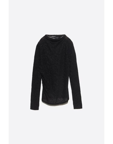 빔바이롤라 울 혼방 자카드 하이넥 긴팔 티셔츠 262BR7449.10000 BLACK