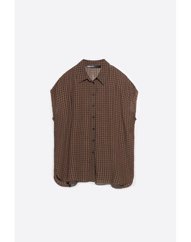 빔바이롤라 체크 오버사이즈 민소매 셔츠 262BR2023.13600 BROWN