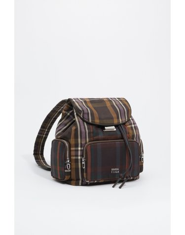 빔바이롤라 타탄 체크 포켓 라지 코튼 백팩 262BBVQ5G.20254 TARTAN CHOCOLATE GREEN