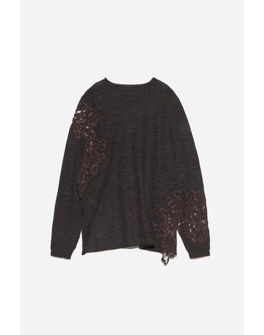 빔바이롤라 레이스 하이넥 울 니트 스웨터 262BR7224.10012 DARK GREY