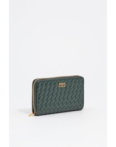 빔바이롤라 우븐 골드 로고 지퍼 중지갑 262BBM301.10502 DARK GREEN