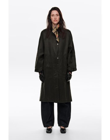 빔바이롤라 왁스드 코튼 A라인 트렌치 코트 262BR0419.10532 DARK KHAKI