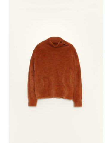 빔바이롤라 퍼 터틀넥 벌룬 소매 니트 스웨터 262BR7230.10151 BURNT ORANGE