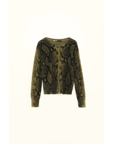 빔바이롤라 애니멀 프린트 퍼 버튼 카디건 262BR7314.11273 SNAKE KHAKI