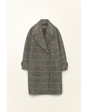 빔바이롤라 맥시 라펠 체크 더블 코트 262BR0405.12620 TAUPE